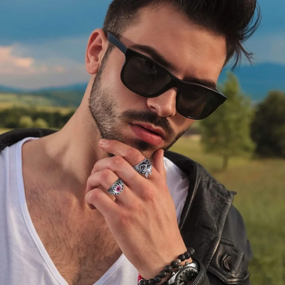 16 Pieces Vintage Punk Rings